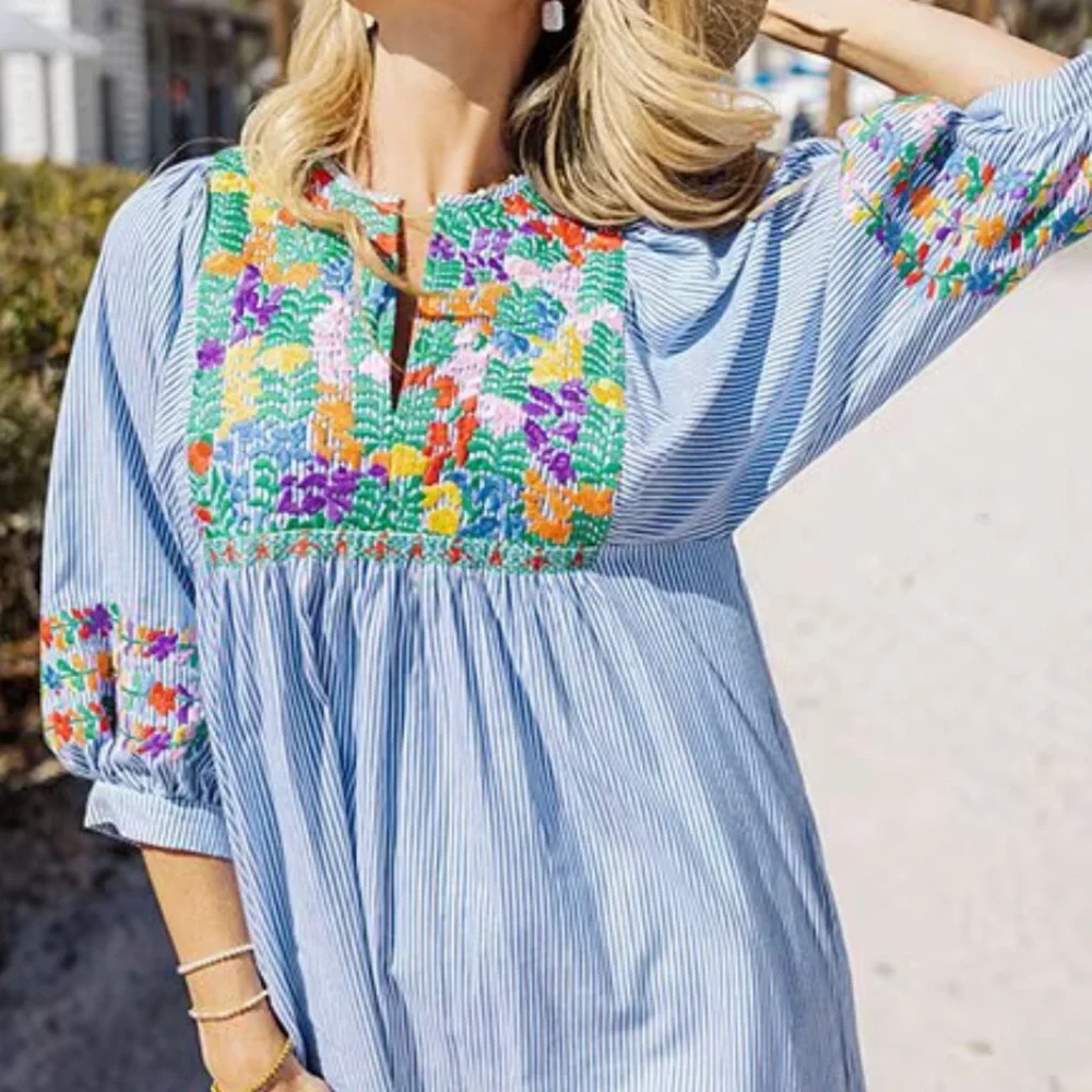 J.Marie
Tristen Embroidered Side Slit Striped Pullover Midi Dressπππ - Picture 13 of 14